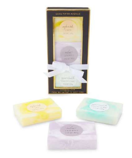 Saks Fifth Avenue 3-Piece Handmade Soap Set – Lemon, Lavender & Eucalyptus Mint