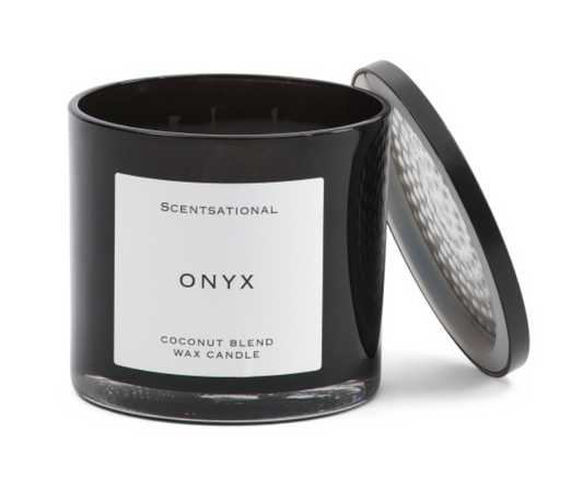 SCENTSATIONAL 26oz Onyx Candle – Sweet Lemon, Patchouli & Oak Moss