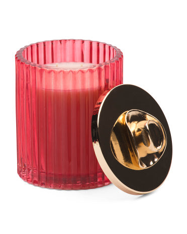 ENCHANTE 10oz Ribbed Jar Cowboy Hat Candle - Amber Rouge